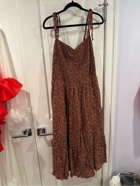 Madewell Brown Floral Tie-Shoulder Maxi Dress